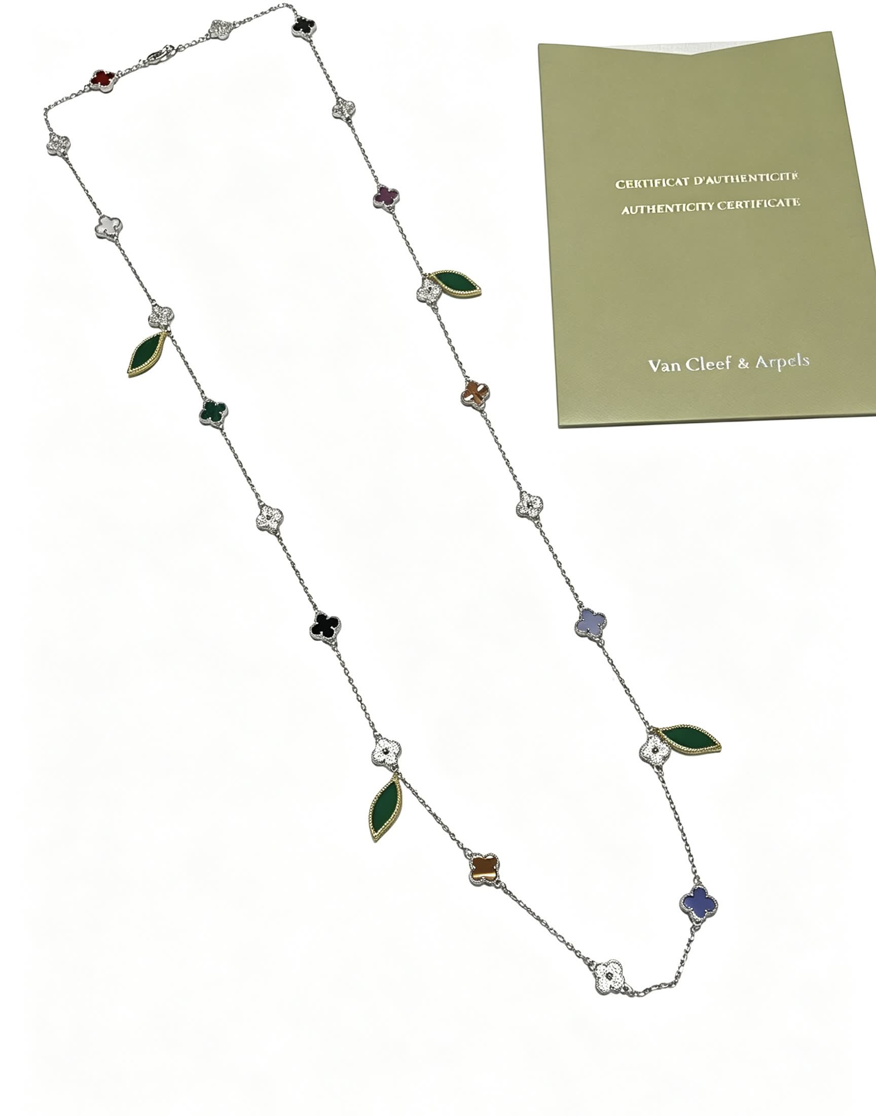 Van Cleef & Arpels Alhambra Diamond and Enamel Necklace